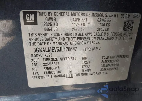 2018 GMC Terrain Sle z USA, uszkodzony, nr VIN 3GKALMEV5JL178647